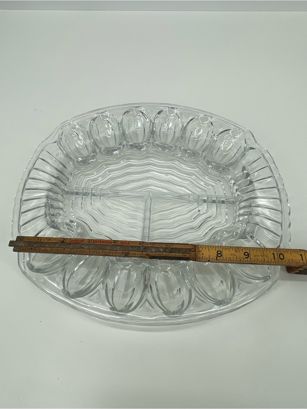 Vintage LE Smith Clear Glass Deviled Egg Platter - Picture 3 of 3